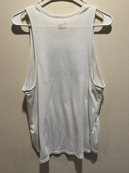 White Tank Top with Geometric Breathe Design - Picture 4 of 5